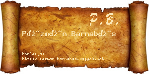 Pázmán Barnabás névjegykártya