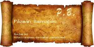 Pázmán Barnabás névjegykártya